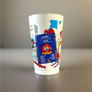 Vintage 1990 Bugs Bunny 50th Ann. Plastic Promo Cup with Lottery Ticket Ultramar
